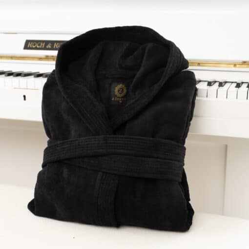 Z. Textile fekete pamut velúr fürdőköntös